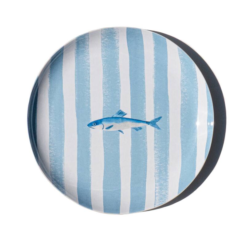 Abode Homewares Sardinia NewWave Melamine Stripe Salad Plate - Blue - 8.5" - Set of 6