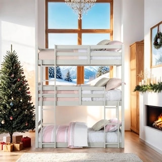 Luxury Triple Bunk Bed with Built-In Ladders, Sleek Design and Multiple Configurations, Space-Saving & Stylish Bed