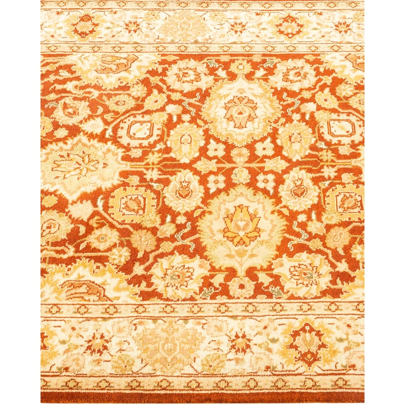Overton Hand Knotted Wool Vintage Inspired Traditional Mogul Brown Runner Rug