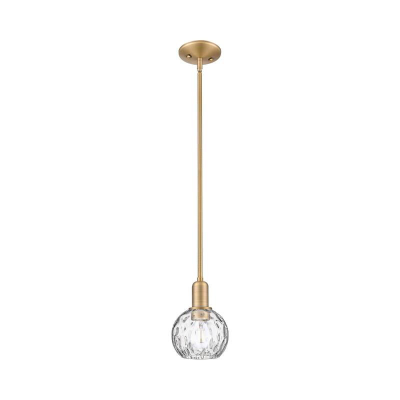 Innovations Lighting Endless Possibilities Arcadia - Athens Water Glass - 1 Light 6" Stem Hung Mini Pendant - Clear Water Glass/Brushed Brass