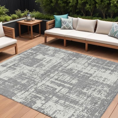 HomeRoots Abstract Transitional Rectangle Outdoor Rug