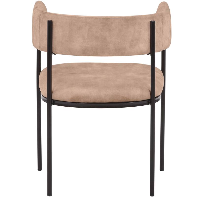 Leather Dining Chair with Open-Back Design and Powder Coated Iron Legs