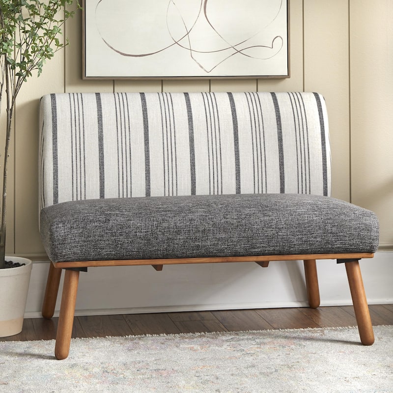 Lifestorey Gather Upholstered Loveseat - Black Striped Fabric