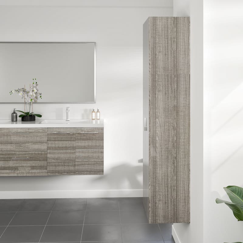 Eviva Luxurious 16"W x 16"D x 67"H Ash Wall-Mounted Linen Cabinet