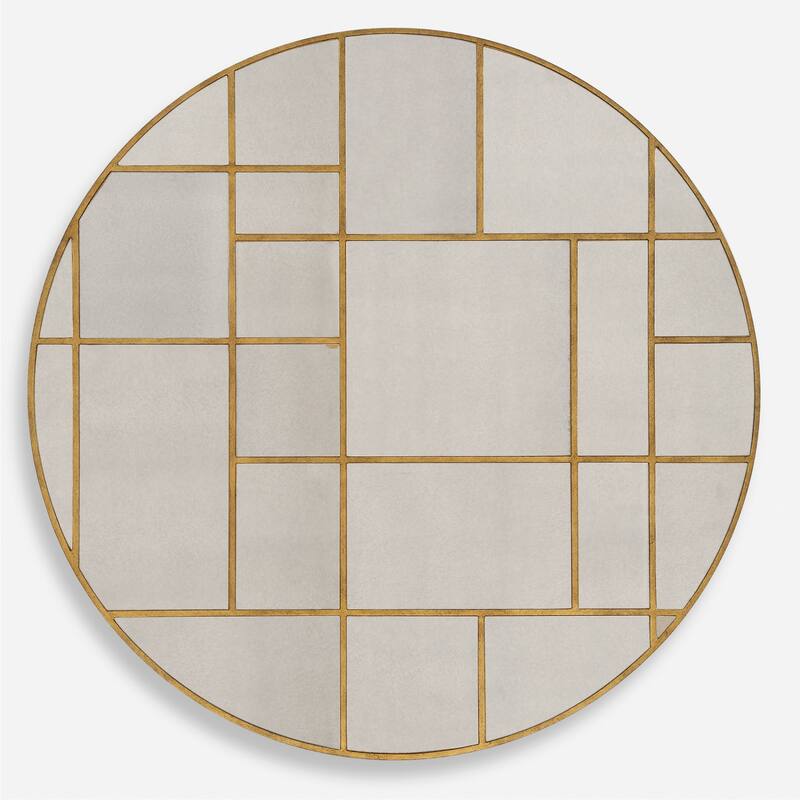 Uttermost 09969 Geometric 45" Diameter Circular Framed Bathroom Mirror - Gold