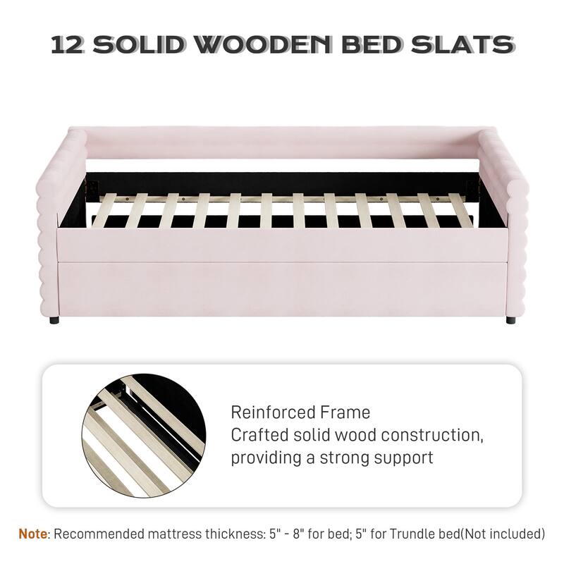 Ouyessir Modern Upholstered Tufted Daybed with Trundle & Drawers