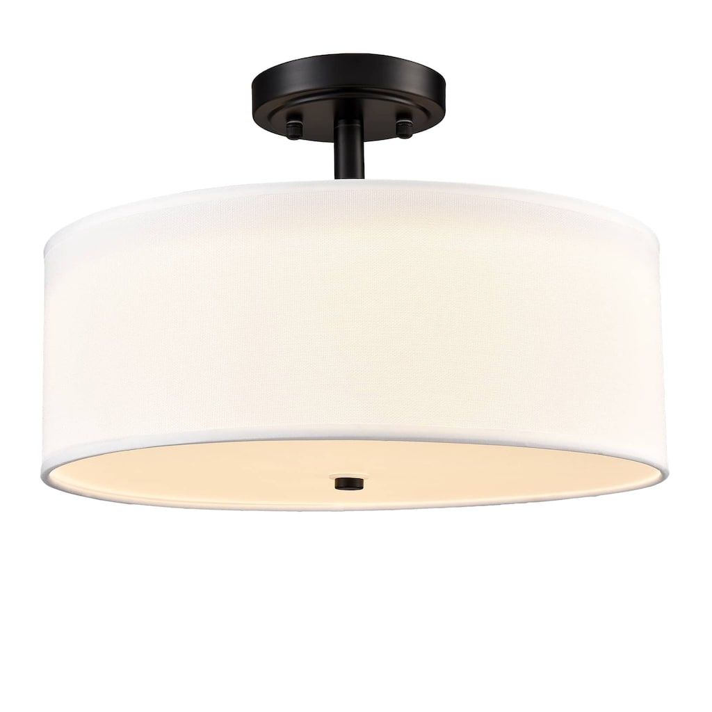 Zanzibar Drum Shade Semi Flush Mount Ceiling Light Black LED Ceiling Light Fixture