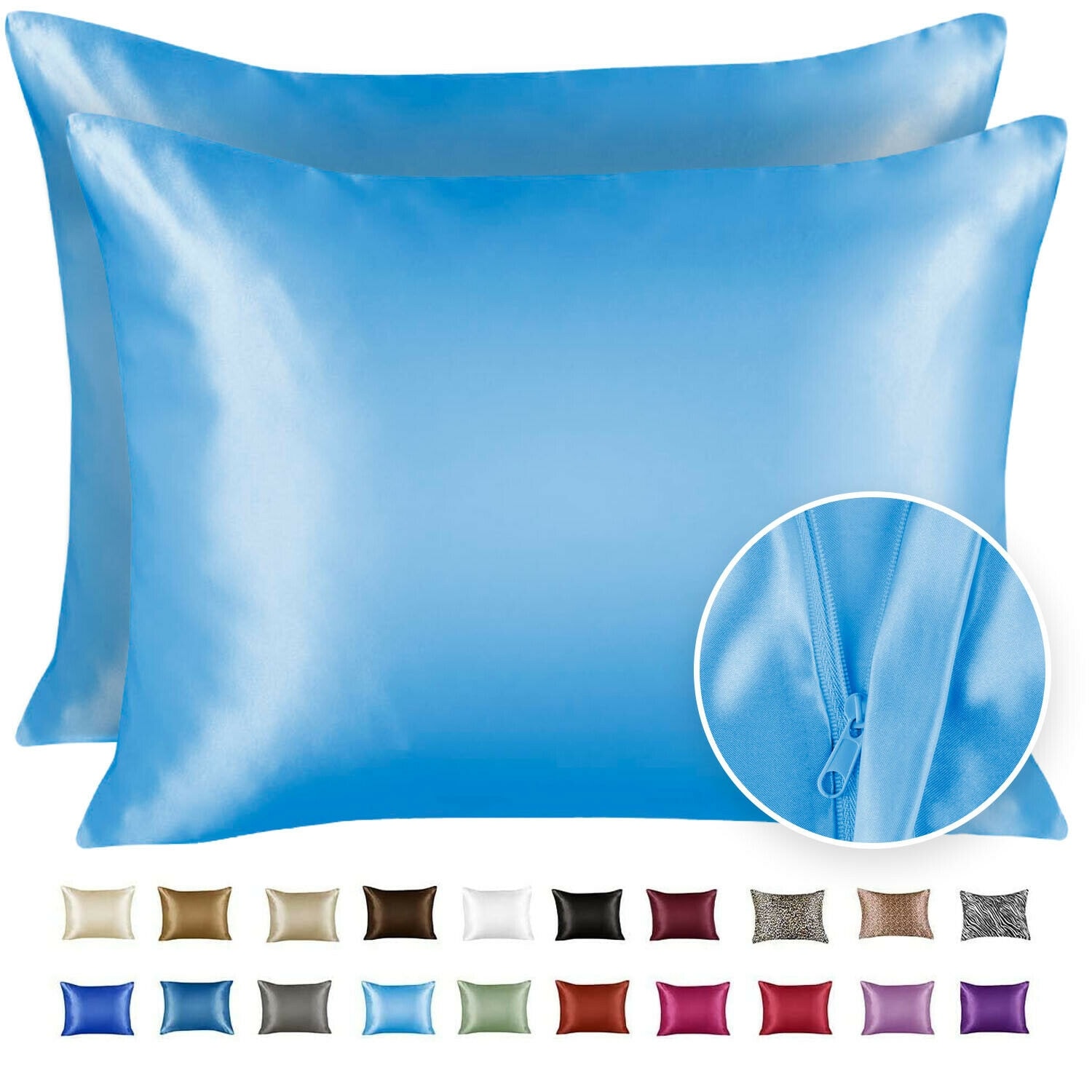 Satin zippered 2024 pillow protector