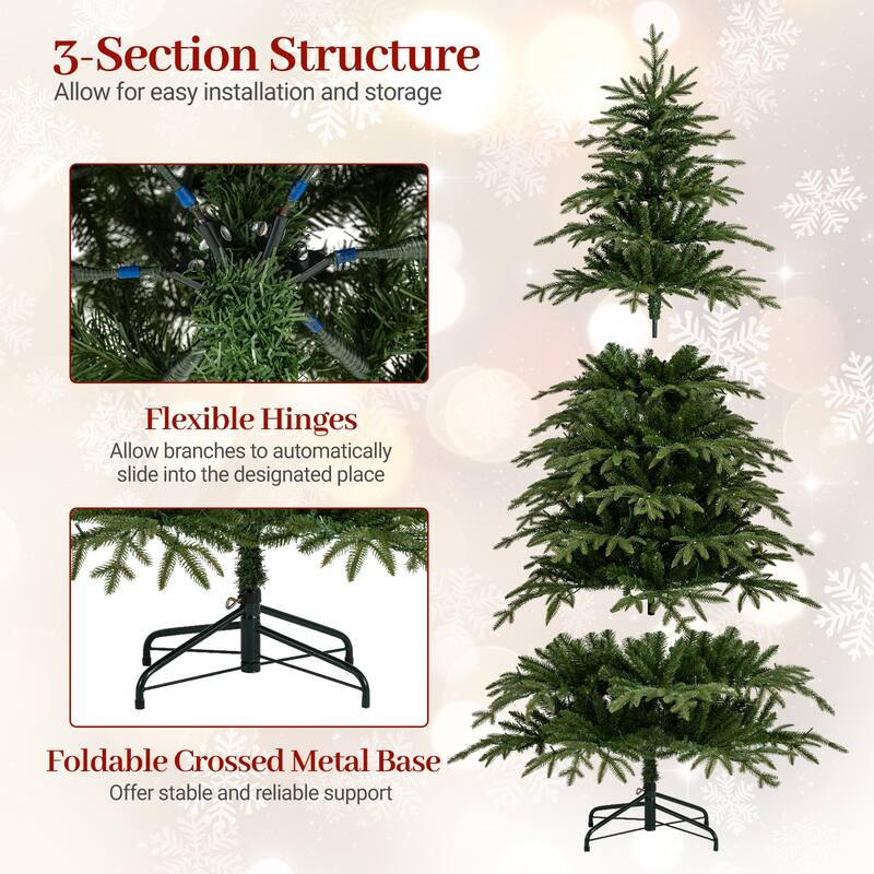 Gymax 7.5 FT Artificial Christmas Tree Pre-lit Xmas Tree w/ 1195