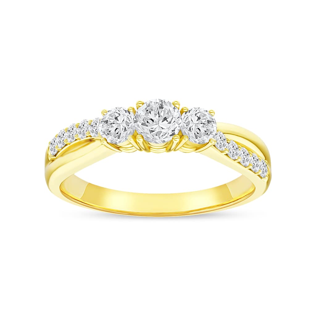 1/2ct TDW Diamond Three Stone Engagement Ring in 14K Gold for Women