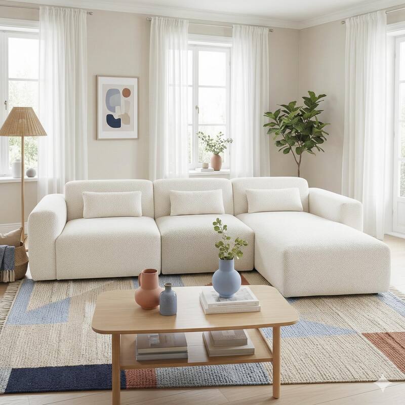 Hobbs Modern Boucle Sectional Sofa with Deep Ergonomic Seating
