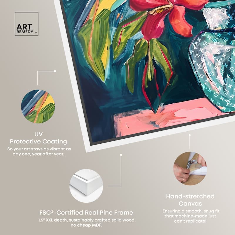 Art Remedy Vase Of Tropical Flowers Framed Flowers In Vase Paintings