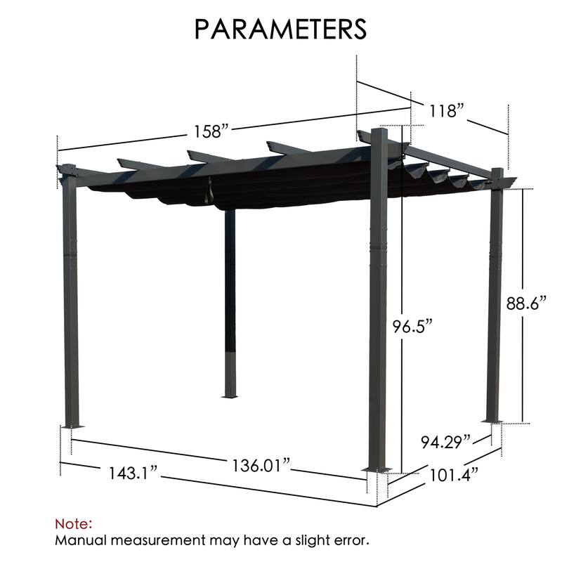 Kozyard Atlantics Outdoor 10'x13' Extra Large BBQ Grill Pergola with Sun Shade Gazebo Canopy
