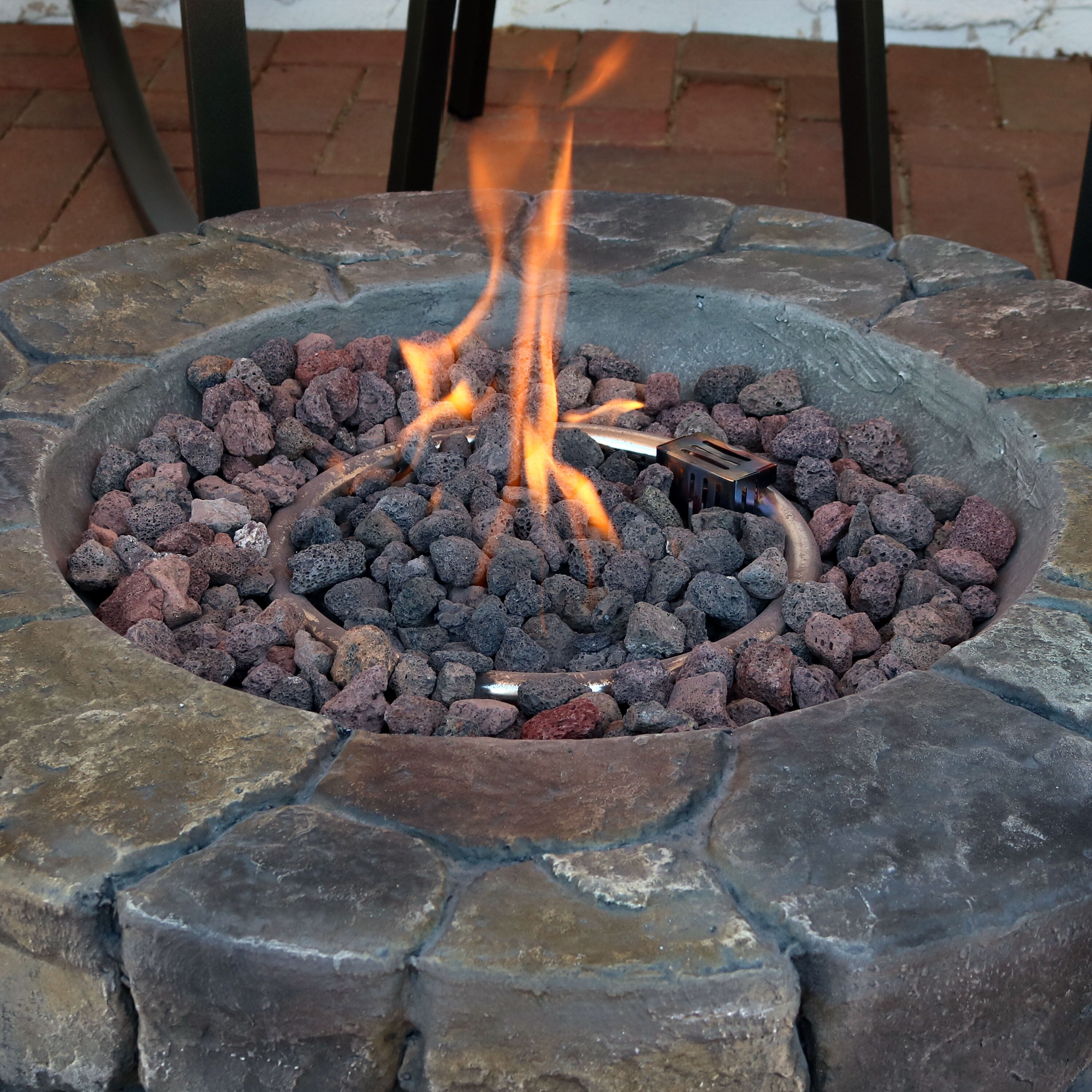 Shop Sunnydaze Cast Stone Outdoor Propane Gas Fire Pit With Lava