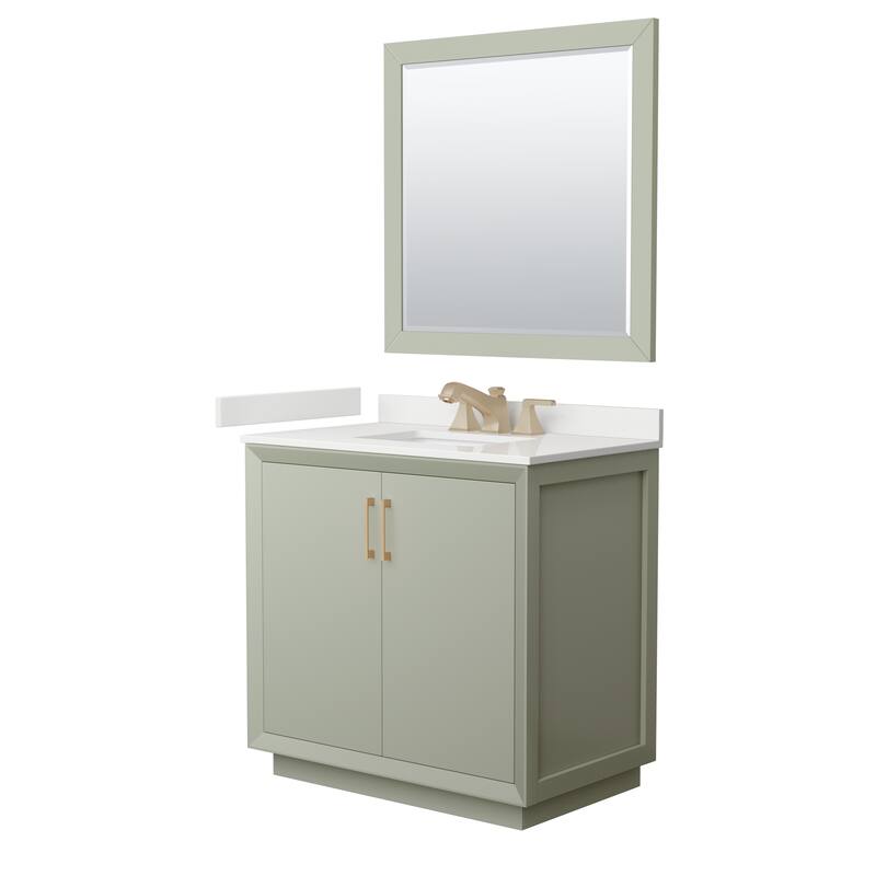 Strada 36-inch Single Vanity, Quartz Top, 34-inch Mirror