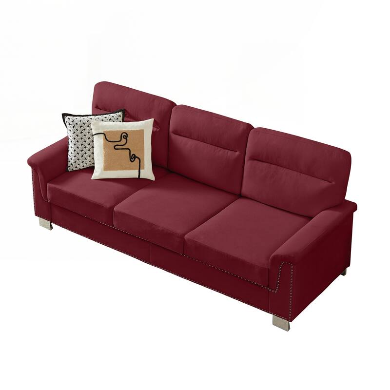 Modern Compressed Snowfleece Fabric 3-Seater Sofa, for Living Room, Bedroom, Office & Entertainment Spaces