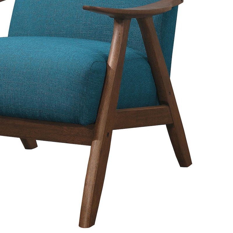 Fabric Upholstered Accent Chair with Curved Armrests, Blue - 31.5 H x 32 W x 28.5 L Inches