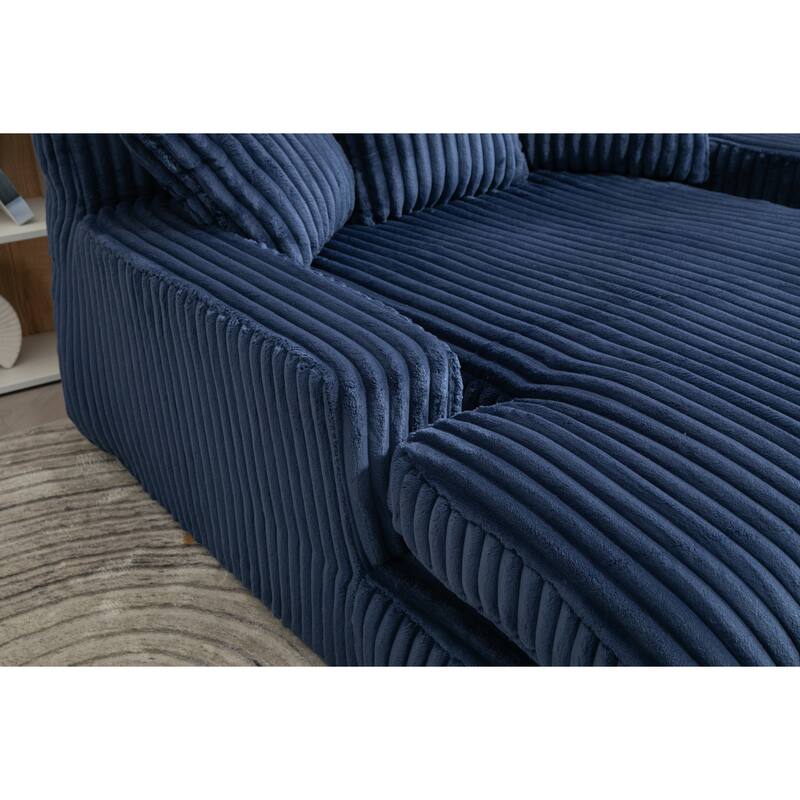 Corduroy lazy sofa bed Living room deep seat sofa with 3 back pillows
