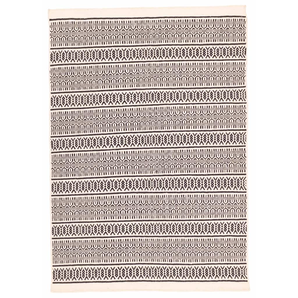 ECARPETGALLERY Flat-Weave Marrakech Cream Wool Kilim - 5'1 x 7'4