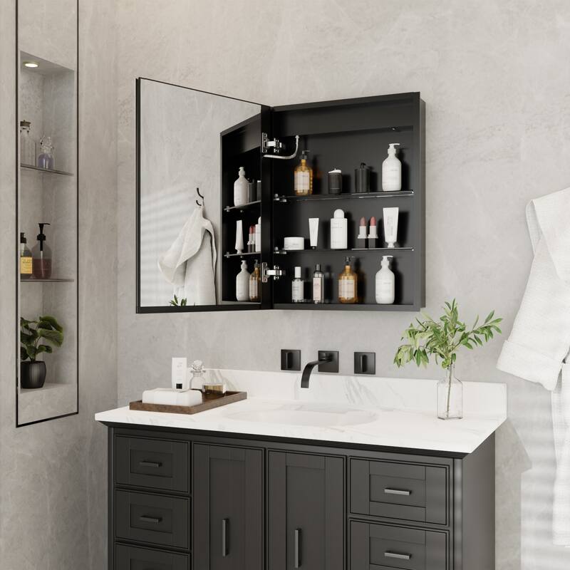 ExBrite 20" x 26" LED Bathroom Medicine Cabinet with Mirrors, Defog