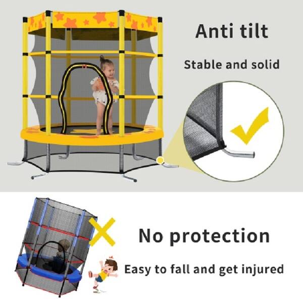EUROCO 800LBS 7FT Kids Trampoline With Safety Enclosure Net, Indoor Outdoor Tram-534365