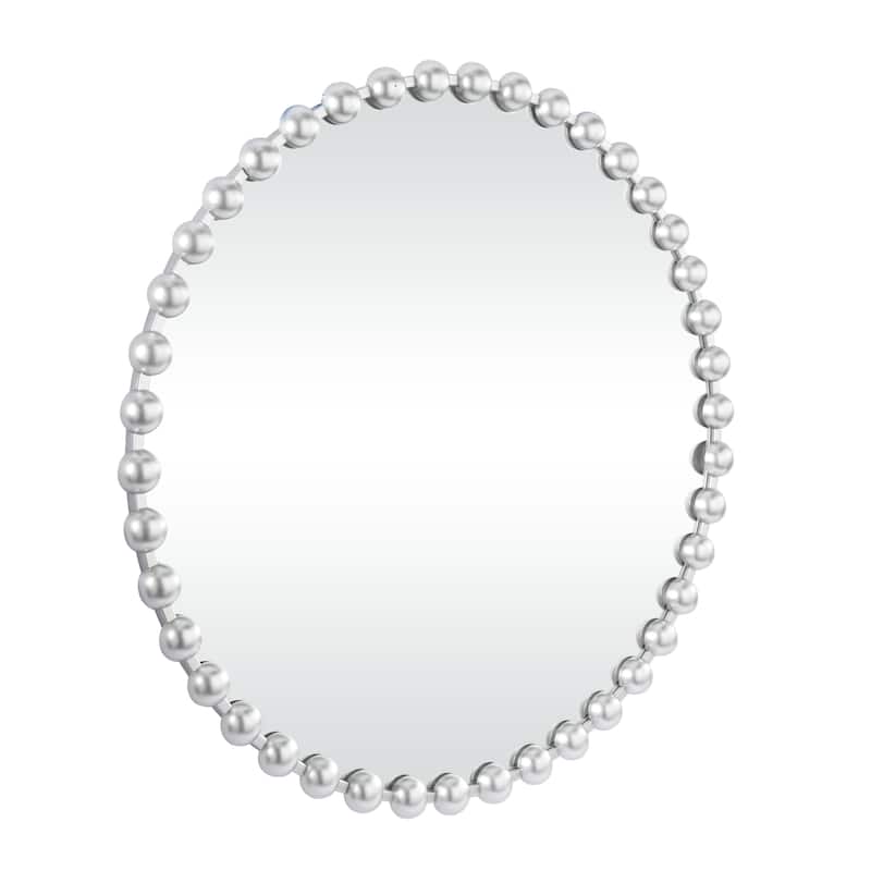 Metal Wall Mirror with Beaded Detailing - Gold, Silver, Dark Gray - CosmoLiving by Cosmopolitan