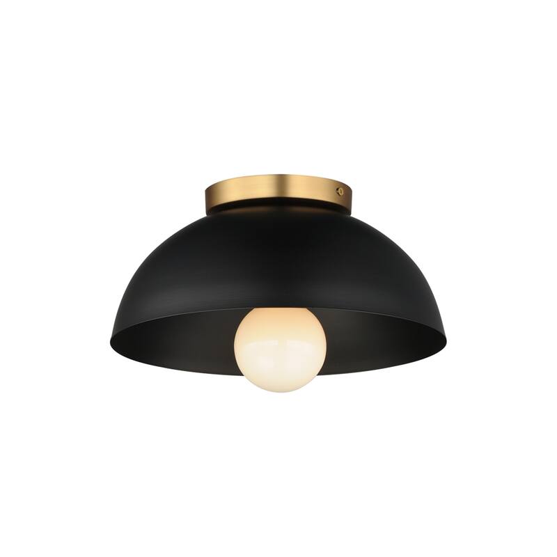 Maxim 10020 Thelonious 12" Wide Flush Mount Ceiling Fixture - Black / Natural Aged Brass