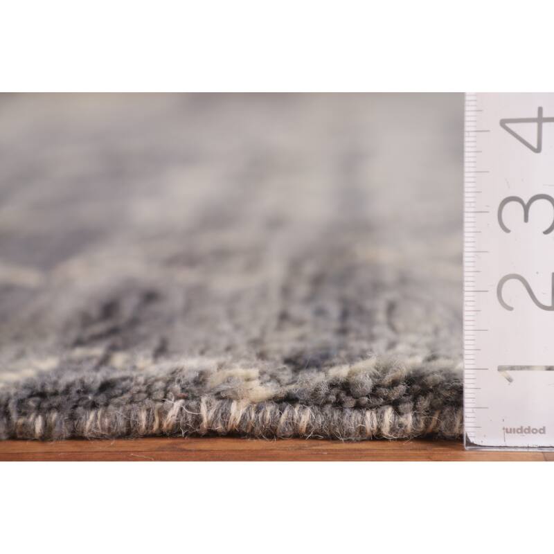 Grey Trellis Moroccan Style Large Rug Hand-Knotted Wool Carpet - 9'11" x 14'7"