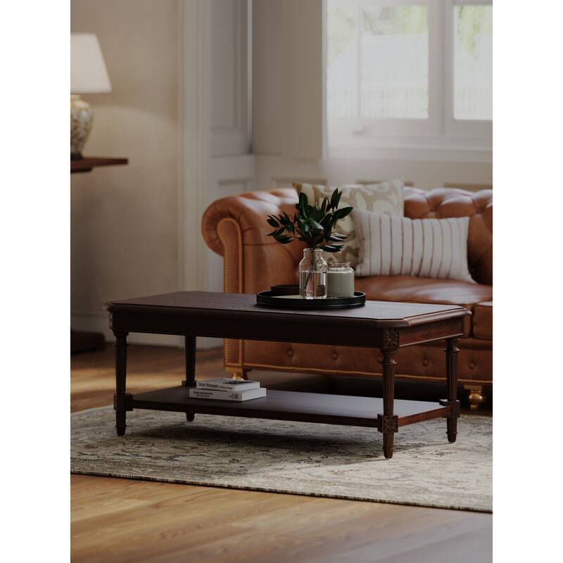 Maven Lane Pullman Traditional Rectangular Wooden Coffee Table - Brown
