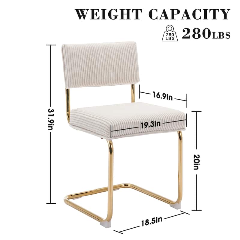 Mid Century Corduroy Dining Chairs with Gold Metal Base Set of 4