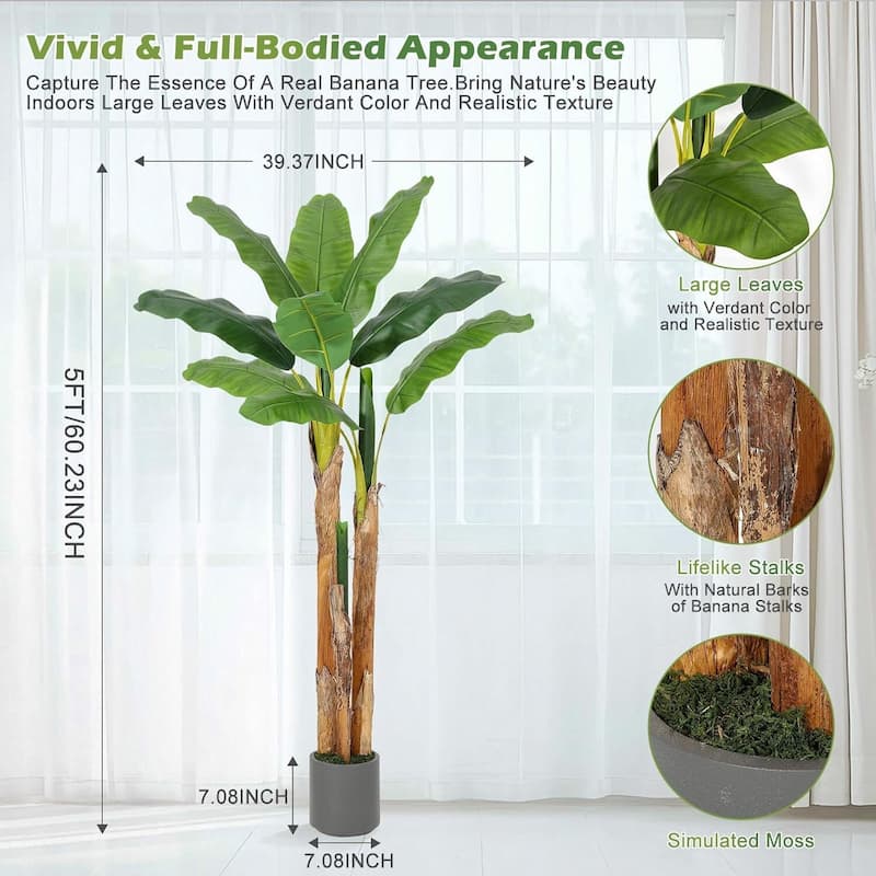 Artificial Faux Silk Banana Tree for Home Tropical Decor