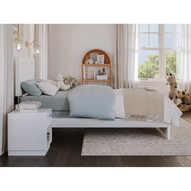 Classic Twin Bed Frame with Footboard - White Finish, Elegant Bedroom Furniture