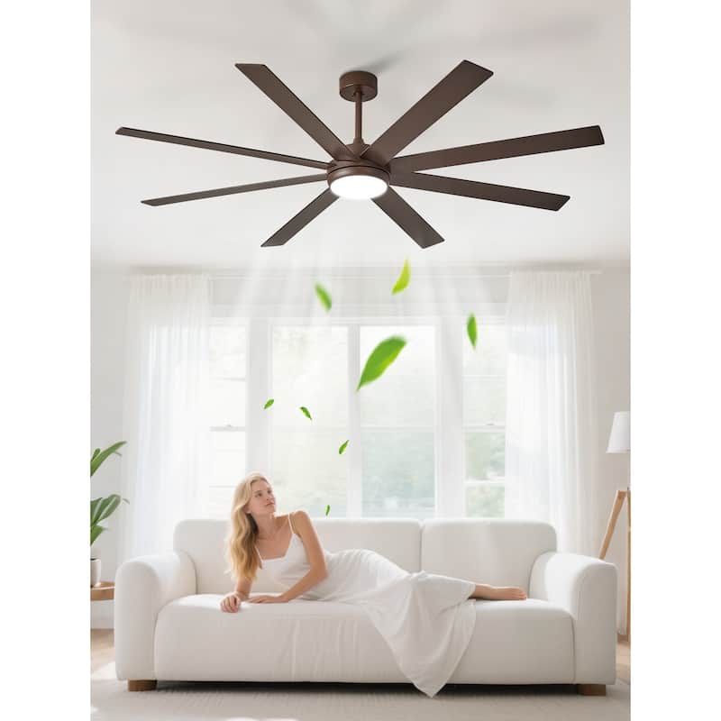 Large Ceiling Fan with Light - 8-Blade, Remote App Control, Dimmable 3CCT, Quiet DC Motor​, 66/72 Inches