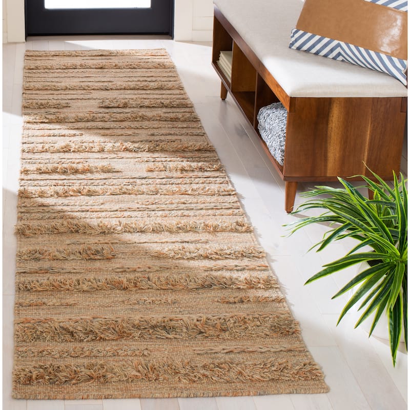 SAFAVIEH Handmade Vermont Kami Wool Rug - 2'3" x 9' Runner - Beige/Orange