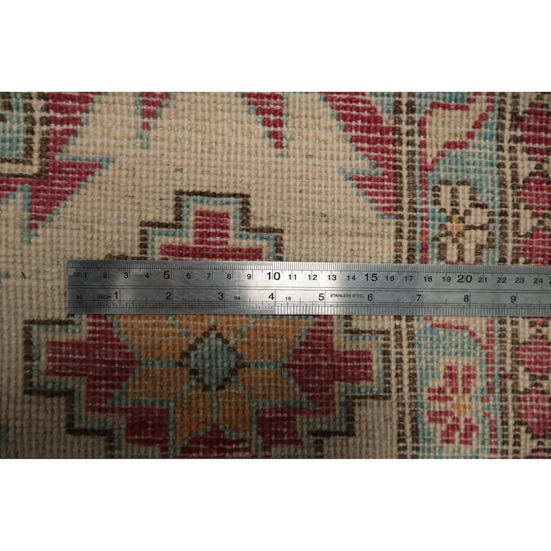 Hand Knotted Oriental 100% Wool Carpet Traditional Geometric Greys & Charcoal Kazak Area Rug - 11' 6'' X 8' 11''