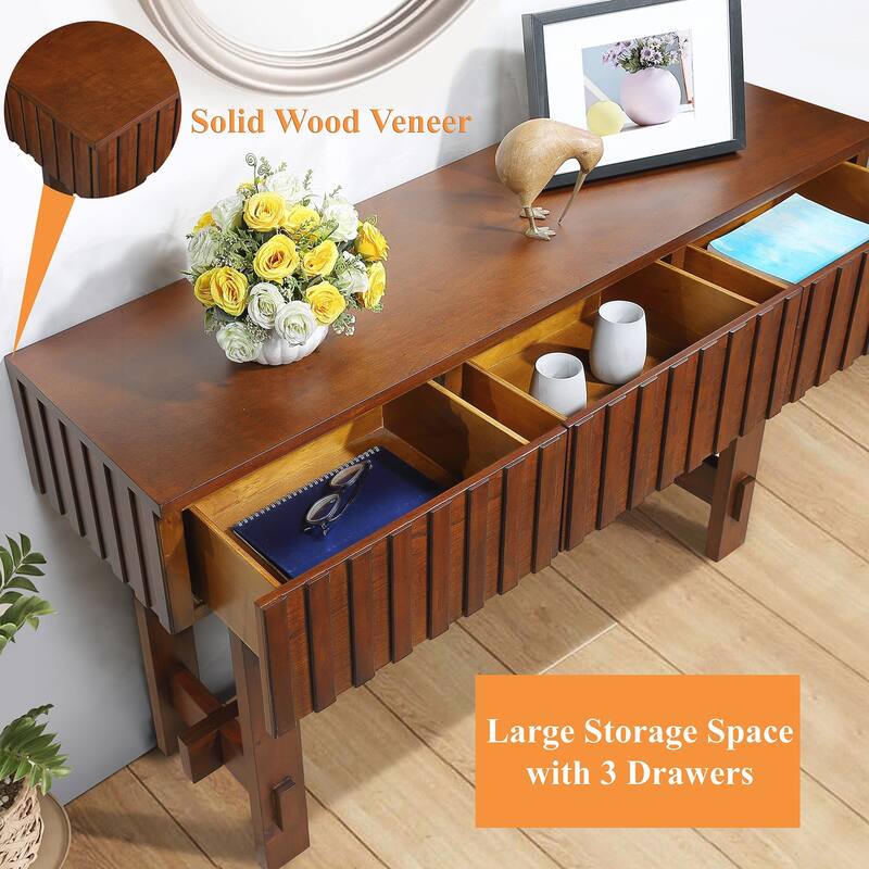 52 inch Sofa Table with Storage Drawers