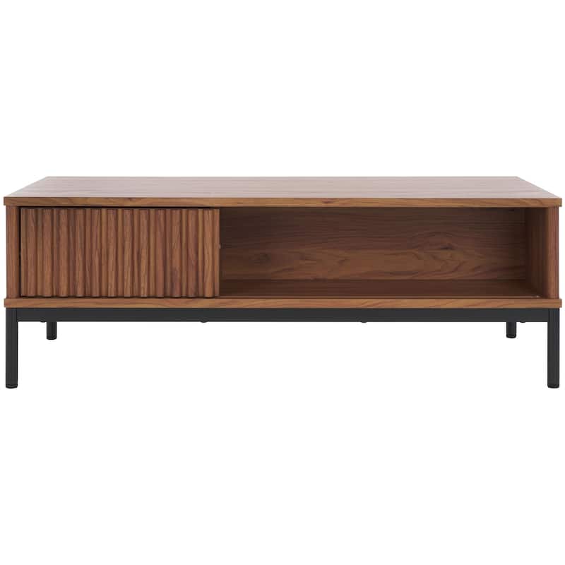 SAFAVIEH Lylia 2-Door Storage Coffee Table - 43.7 in. W x 21.5 in. D x 15.4 in. H - Walnut/Black