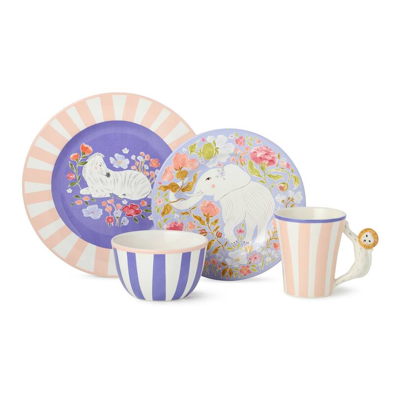 Certified International Menagerie 16 Piece Dinnerware Set, Service for 4 - 11.00"L x 11.00"W x 1.00"H