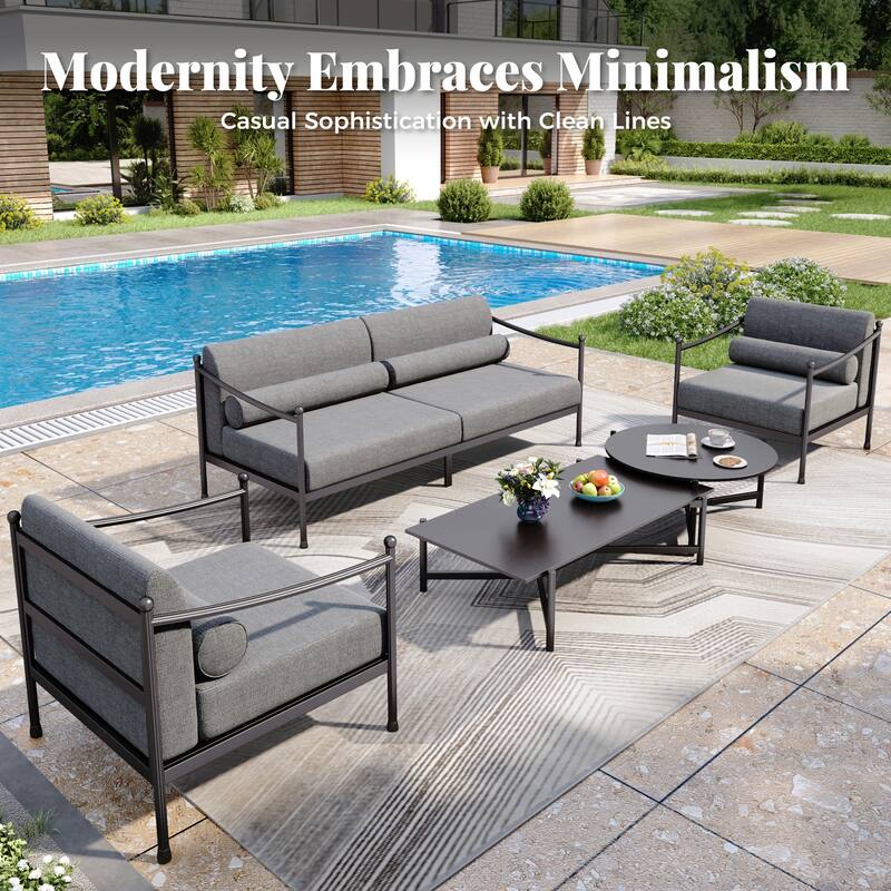 MAISON ARTS 5-Seat Outdoor Conversation Set, Modern Premium Metal Outdoor Sofa Set