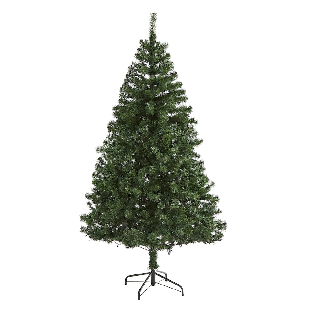 6ft Slim Pencil Christmas Tree - Realistic Artificial Holiday Tree with Metal Stand - Green - 72