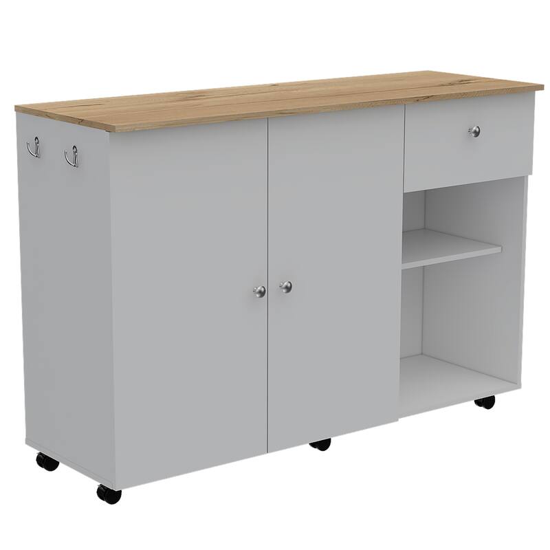 Kitchen Island Cart Indiana, Kitchen, White / Light Oak