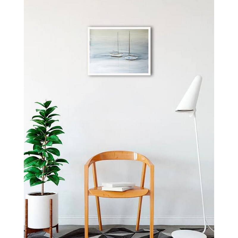 Two Sails At Rest Framed Poster - 18 x 24 Inch - White