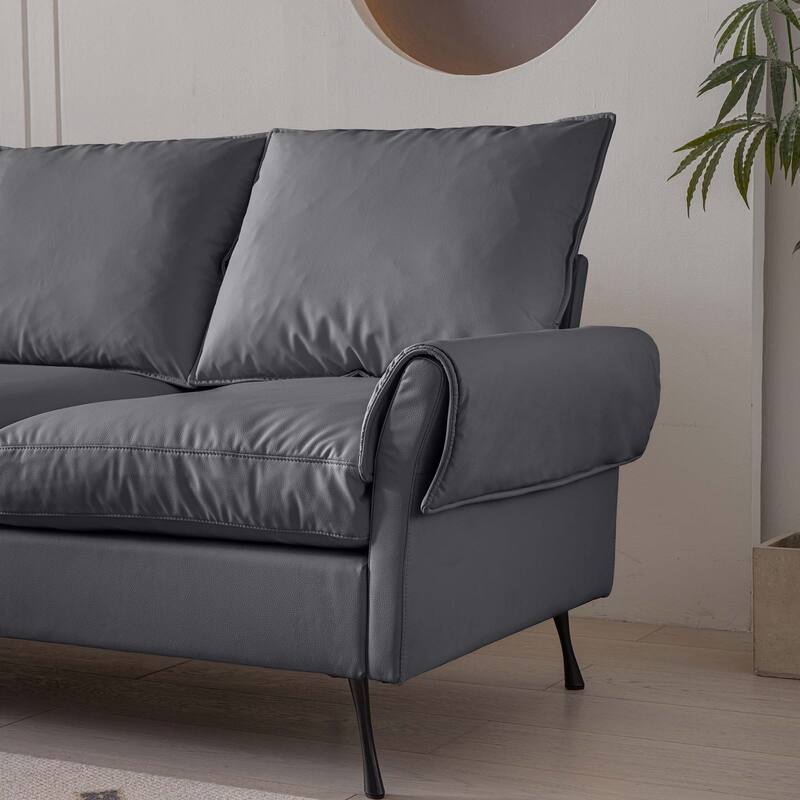 104.5"Modern Technical leather L-Shaped Sofa with Ottoman
