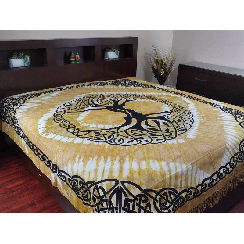 Cotton Celtic Tree of life Tablecloth Rectangle with Fringes