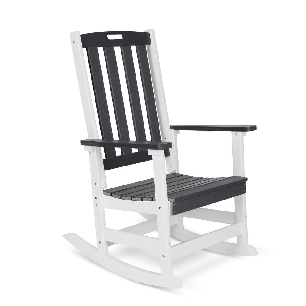 Aoodor Outdoor Rocking Chair, Ergonomic HDPE Rockers with All-Weather Design for Patio or Porch