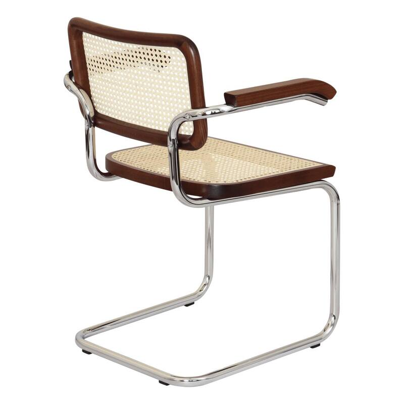 Breuer Chair Company Marcel Breuer Cesca Cane Cantilever Armchair Arm Chair w/ Chrome Steel Frame (Various Wood & Cane Colors)