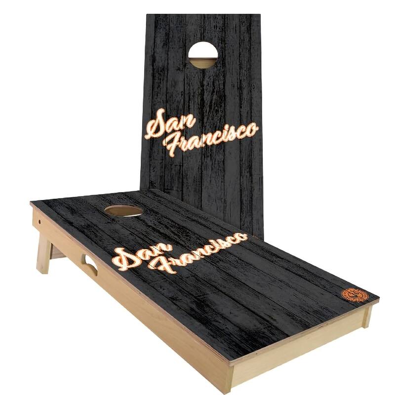San Francisco Vintage Baseball Outdoor Cornhole Board Set - Backyard 2x4 - Include Carrying Case