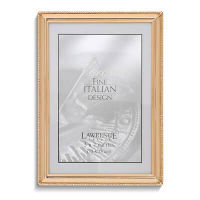 Curata Gold-Tone Polished Beaded 5x7 Photo Frame