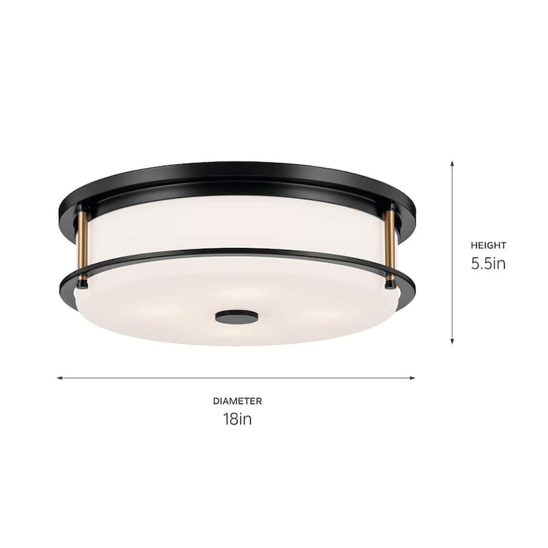 Kichler Lighting Brit 18 in. 4-Light Black and Champagne Bronze Flush Mount Light with Satin Etched Glass