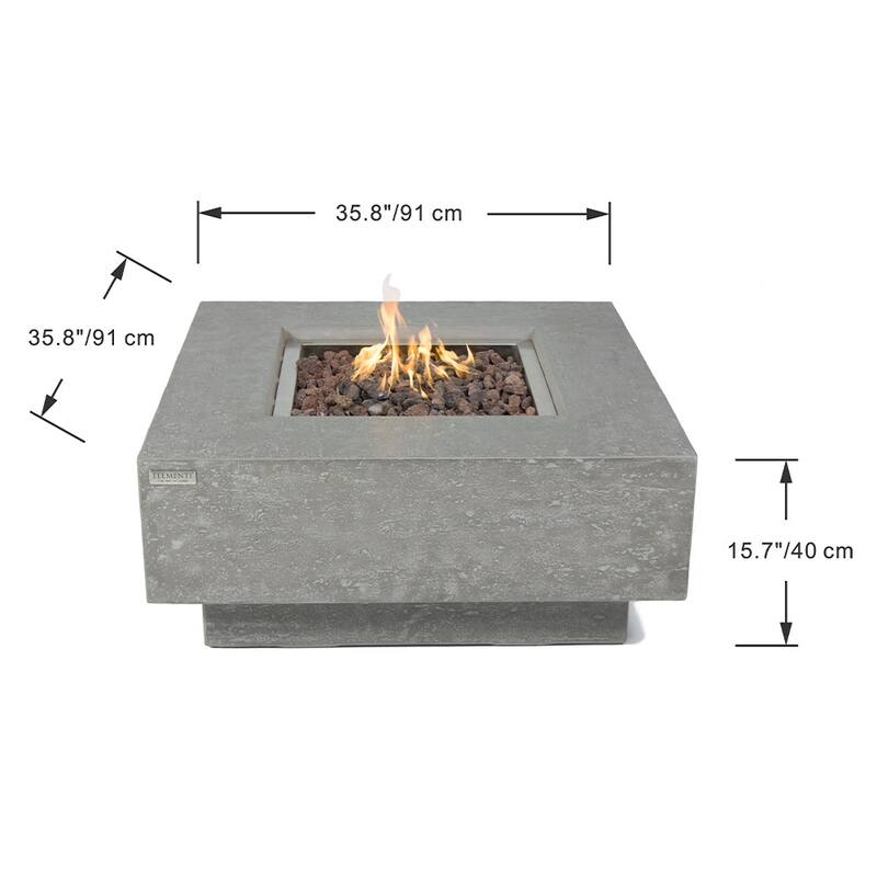 Elementi Manhattan Outdoor Fire Pit Table 36" Square Patio Heater - Natural Gas